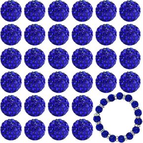 HakyPaky 180PCS 10mm Clay Rhinestone Beads for Jewelry Making Clay Disco Ball Beads Sparkly Diamond Crystal Beads for Bracelet Necklace Earring Making (Royal Blue)