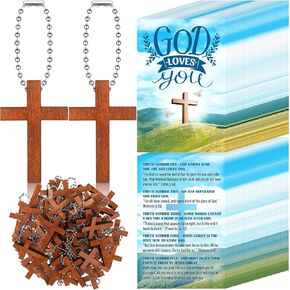 Blulu 30 Sets Gospel Tract Cards with Mini Wooden Cross Keychains Bulk Jesus Bible Salvation Pocket Postcards Religious Small Charms Christian Bookmarks Easter Church Supplies(Jesus Paid It All)