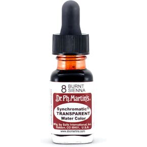 Dr. Ph. Martin's Synchromatic Transparent Water Color (8) Watercolor Bottle, 0.5 oz, Burnt Sienna