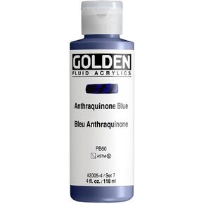 Fluid Acrylics by GOLDEN, Anthraquinone Blue, 4 fl. oz. Bottle, Professional Acrylic Paint, Semi-Transparent
