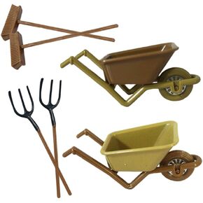 ABOOFAN Miniature Wheelbarrow Model 2 Sets of Simulation Cart Models Micro Landscape Barrows Fairy Farm Tools Garden Decoration for Dioramas DIY Dollhouse Accessories
