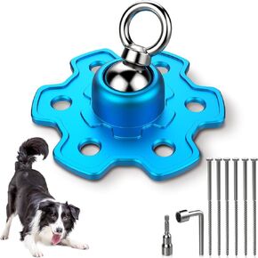 Dog Tie Out Stake with 6 Screws Dog Anchors for Camping Park Dog Runner for Yard Aviation Steel Aluminum Rust Proof Hold Up to 200 LBS Dogs Ideal for Outdoor (360°Swivel Dog Stake No Tangle)