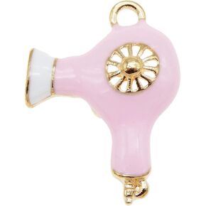 30PCS 25x19mm Enamel Pink Hair Dryer Charm Pendant for Jewelry Necklace Earrings Bracelet DIY Making Findings