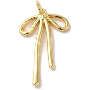 DanLingJewelry 10Pcs Brass Bowknot Charms Golden Color Bow Tie Dangle Charms with Jump Rings for DIY Earrings Necklaces Jewelry Making