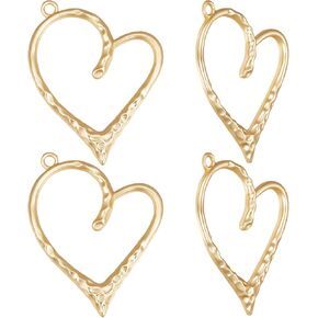 Beebeecraft 1 Box 10Pcs Big Heart Charms 14K Gold Plated Hollow Heart Love Pendant Charms for DIY Necklace Earring Jewelry Making Crafts Supplies Wedding