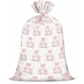 WRAPAHOLIC 56" Large Baby Shower Plastic Gift Bag - Animals & New Baby Jumbo Bike Bag Gift Wrap for Baby Shower, Kids Birthdays, Parties, Celebrating, or Any Occasion - 56" H x 36" W