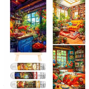 Small Jigsaw Puzzles for Adults 150 Pieces Vintage Kitchen Bedroom Living Room Mini Jigsaw Puzzles Challenging Mini Puzzles Tiny Jigsaw Puzzles 6 x 4 Inches, 3 Pcs,Mini Easel Included