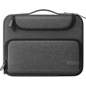 MoKo 12.9 Inch Laptop Sleeve Case Fits 13 Inch New iPad Pro M4 & Air M2 2024, iPad Pro 12.9 in, Galaxy Tab S8+/S9+ 12.4, Waterproof Polyester Bag with Double Pockets, Retractable Handle, Black & Gray