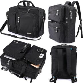 Laptop Bag Convertible Backpack Business Briefcase Messenger Bag for 17.3 Inch Laptop Computer Notebook Chromebook for Men Women (Black)