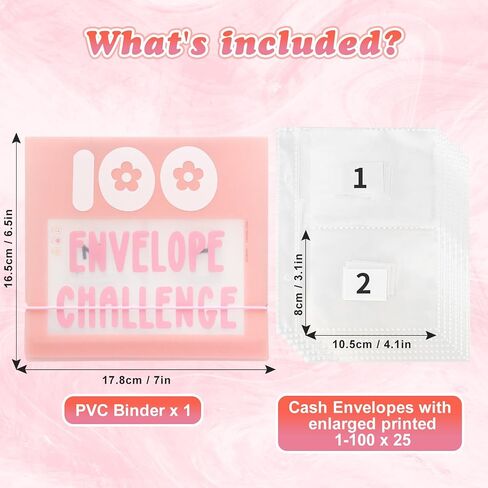 100 Envelopes Money Saving Challenge Binder,Budget Binder with Cash Envelopes & Tracker, Savings Challenges Book to Save $5,050, Budget Planner for Budgeting Binder Saving Money (Pink) in Saudi Arabia