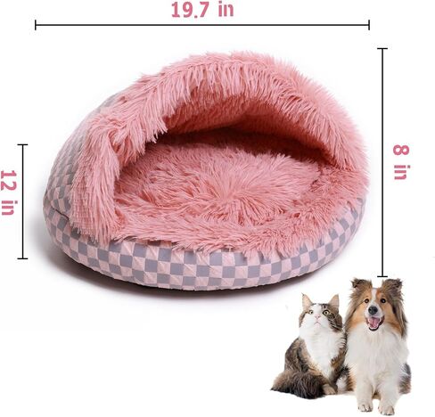 Cat Bed Hooded Plush Nest with Self-Warming Cozy Cave, Calming Anti-Anxiety Pet Bed for Indoor Cats & Small Dogs, Removable Washable Cover & Waterproof Bottom - Green in Saudi Arabia