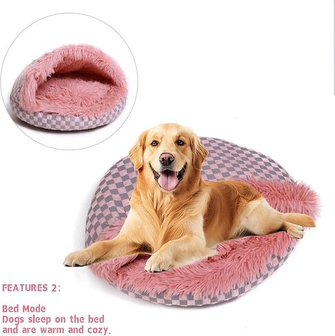 Cat Bed Hooded Plush Nest with Self-Warming Cozy Cave, Calming Anti-Anxiety Pet Bed for Indoor Cats & Small Dogs, Removable Washable Cover & Waterproof Bottom - Green in Saudi Arabia