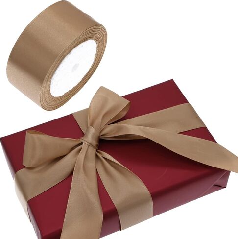 Solid Color Satin Ribbon,1-1/2 Inches 25 Yards Fabric Ribbons for Gifts Wrapping,Wedding,Party,Hair,Crafts,Bow Making,DIY Decor Ornaments and Other Sewing Projects (Gold) in Saudi Arabia