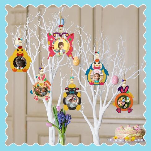 Aerwo 24pcs DIY فصح الفصح الخشبية مجموعة الحرف اليدوية ، زخارف شجرة عيد الفصح مع 12 علامة ملونة ، حرف الطلاء الخشبية غير المكتملة للأطفال الصغار البالغين العودة إلى الفنون المدرسية والحرفية in Kuwait