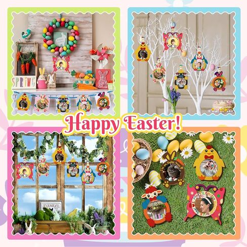 Aerwo 24pcs DIY فصح الفصح الخشبية مجموعة الحرف اليدوية ، زخارف شجرة عيد الفصح مع 12 علامة ملونة ، حرف الطلاء الخشبية غير المكتملة للأطفال الصغار البالغين العودة إلى الفنون المدرسية والحرفية in Kuwait