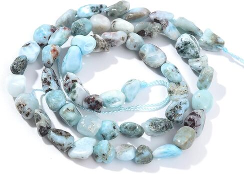 Larimar Pebble Nugget Oval Free Tumbled Stone 6-8mm Natural Gemstone Loose Beads Approx 15.5 inch for DIY Jewelry Making in Kuwait
