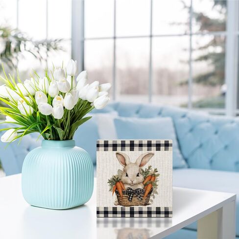 ديكورات بيض عيد الفصح للمزرعة الريفية، الحد الأدنى للربيع، ديكور مكتب المنزل، صندوق خشبي، علامة المطبخ، رف حجرة المطبخ، طاولة الطعام، ديكور فني جداري، 5 × 5 بوصة in Kuwait