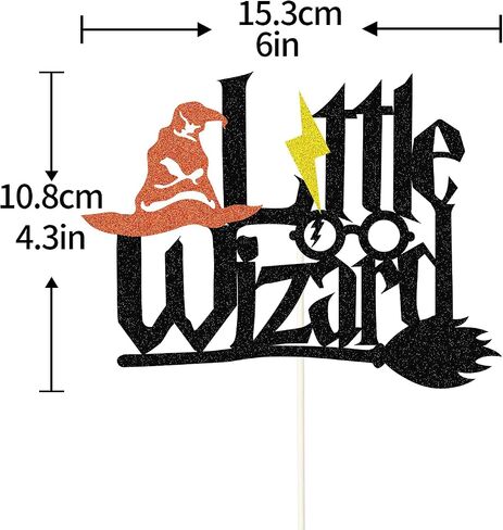 Black Glitter Little Wizard Cake Topper for Wizard Party Decorations ، Harry Potter Forme Supplies ، Decord Wizard Inspired Cake Decor in Saudi Arabia