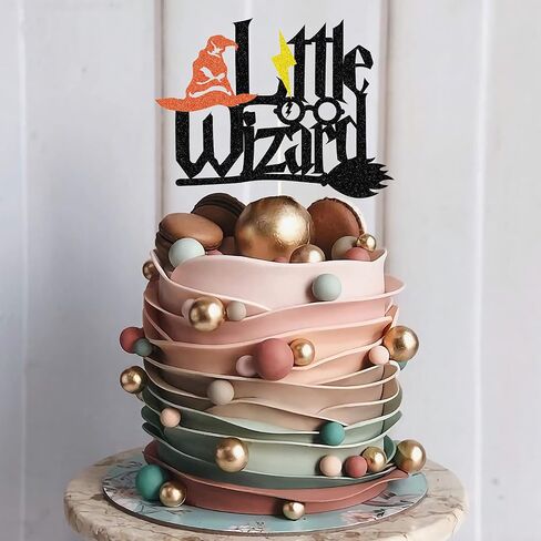 Black Glitter Little Wizard Cake Topper for Wizard Party Decorations ، Harry Potter Forme Supplies ، Decord Wizard Inspired Cake Decor in Saudi Arabia