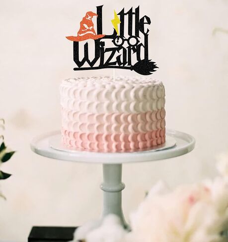 Black Glitter Little Wizard Cake Topper for Wizard Party Decorations ، Harry Potter Forme Supplies ، Decord Wizard Inspired Cake Decor in Saudi Arabia