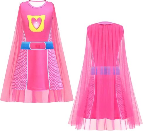 Girls Cute Kitties Sleeveless Dress with Long Cape Cat Dress Up Outfits for Party in Kuwait