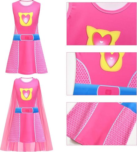 Girls Cute Kitties Sleeveless Dress with Long Cape Cat Dress Up Outfits for Party in Kuwait
