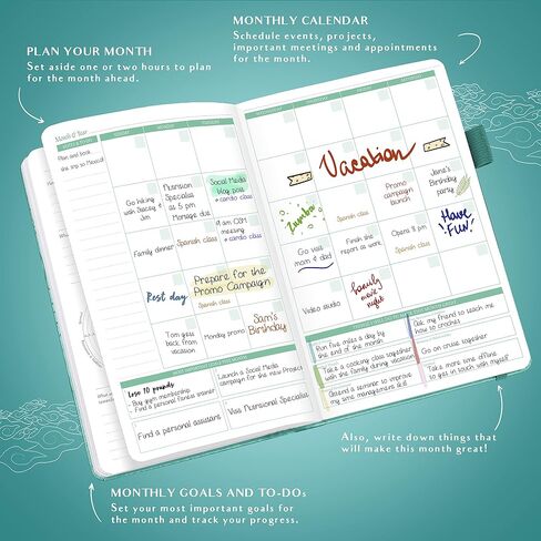 Legend Weekly Colorful Planner 2nd Edition – Undated Life & Work Agenda Journal for Time Management, Goal Setting, Productivity, Tasks & to Do Lists – A5 Size, 5.8 ″ x 8.3″, Hardcover – Turquoise in Saudi Arabia