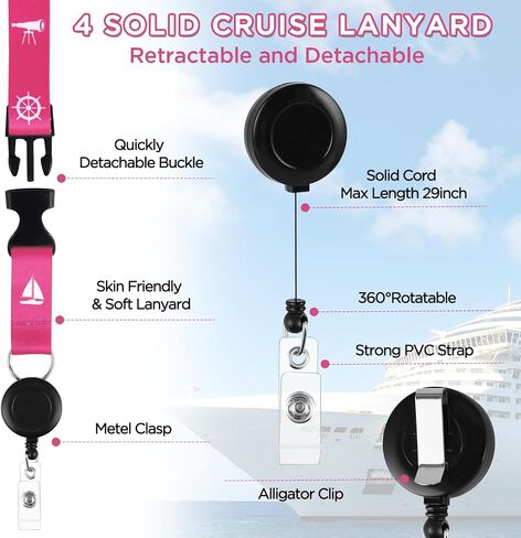Cruise Must Haves Includes Cruise Luggage Tags, Cruise Lanyard, Waterproof Phone Bags, Travel Clothesline, Portable Backpack, Towel Clips, Power Strip for Carnival Essentials Kit (Blue and Pink) in Saudi Arabia