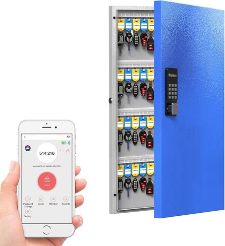 WeHere 16 Key Lock Box Wall Mount, APP Bluetooth/One Time Password Share/Wi-Fi Remote/Fixed Code/Key Unlock, Smart Key Cabinet, Key Organizer Box for Apartment, Hotel, Office, House Key Manage in Kuwait