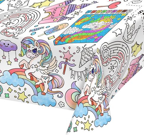 Gatherfun Princess Party Supplies Color-in Paper Paper Tableroth | 54 × 88 في ديكورات حفلات الأميرة المحددة لعيد ميلاد الأطفال والمدرسة والمناسبات الخاصة in Kuwait