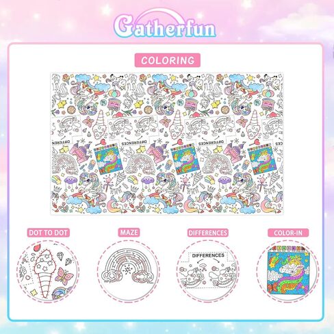 Gatherfun Princess Party Supplies Color-in Paper Paper Tableroth | 54 × 88 في ديكورات حفلات الأميرة المحددة لعيد ميلاد الأطفال والمدرسة والمناسبات الخاصة in Kuwait