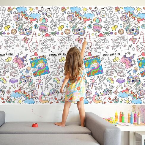 Gatherfun Princess Party Supplies Color-in Paper Paper Tableroth | 54 × 88 في ديكورات حفلات الأميرة المحددة لعيد ميلاد الأطفال والمدرسة والمناسبات الخاصة in Kuwait