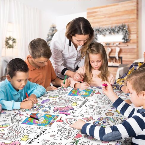 Gatherfun Princess Party Supplies Color-in Paper Paper Tableroth | 54 × 88 في ديكورات حفلات الأميرة المحددة لعيد ميلاد الأطفال والمدرسة والمناسبات الخاصة in Kuwait