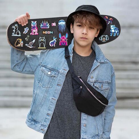 Neon Water Bottle Stickers for Kids Glow in The Dark, 60 PCS Vinyl Waterproof Stickers Pack for Laptop Skateboard Phone Case, Cute Neon Animals Decals for Teens in Saudi Arabia