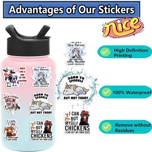 50 Pcs Funny Animal Quotes Stickers Gxizlba Kids Teens Adults Cute Animals Phrases Graffiti Waterproof Decals Decorative Water Bottle Computer Stationery Box Bag Book Label Sticker in Saudi Arabia