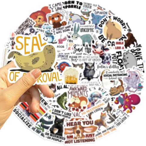 50 Pcs Funny Animal Quotes Stickers Gxizlba Kids Teens Adults Cute Animals Phrases Graffiti Waterproof Decals Decorative Water Bottle Computer Stationery Box Bag Book Label Sticker in Saudi Arabia