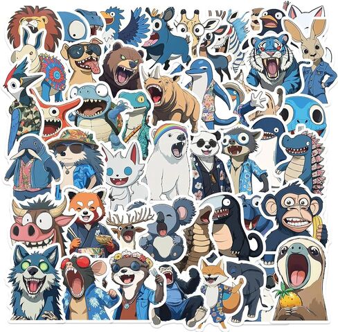 50 Pcs Funny Animal Quotes Stickers Gxizlba Kids Teens Adults Cute Animals Phrases Graffiti Waterproof Decals Decorative Water Bottle Computer Stationery Box Bag Book Label Sticker in Saudi Arabia