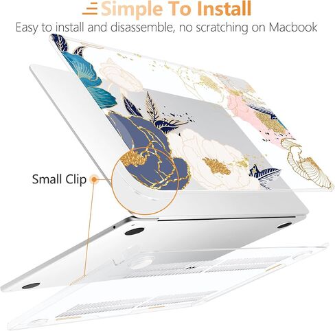 for M1 MacBook Air 13 inch Case 2021 2020 2019 2018 Model A2337/A2179/A1932, Laptop Hard Shell Case with Keyboard Cover & Trackpad Protector & 2 OTG Adapters, Abstract Peony in Saudi Arabia