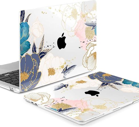 for M1 MacBook Air 13 inch Case 2021 2020 2019 2018 Model A2337/A2179/A1932, Laptop Hard Shell Case with Keyboard Cover & Trackpad Protector & 2 OTG Adapters, Abstract Peony in Saudi Arabia