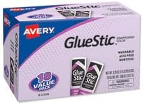 Avery Glue Stick Value Pack Disappearing Purple Color, Washable, Nontoxic, 0.26 oz. Permanent Glue Stic, 18pk (98079) in Kuwait