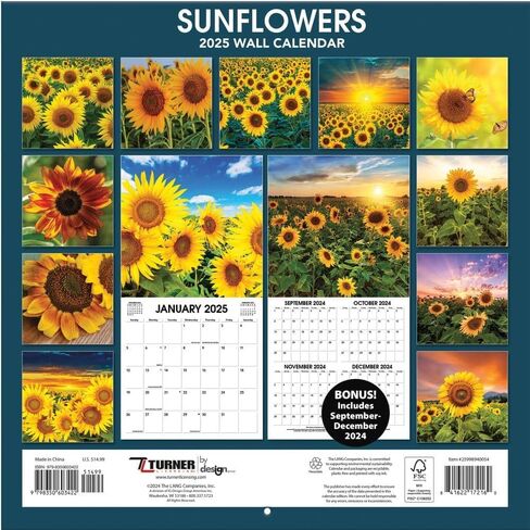 TURNER PHOTOGRAPHIC Sunflowers 12x12 Photo Wall Calendar (25998940054) in Saudi Arabia