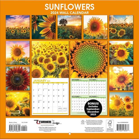 TURNER PHOTOGRAPHIC Sunflowers 12x12 Photo Wall Calendar (25998940054) in Saudi Arabia