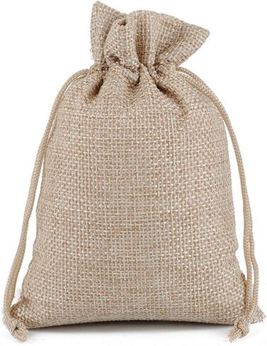 أكياس Meluoge burlap أكياس قطنية الكتان أكياس مجوهرات الكنز 6 "x8" أكياس الرباط حقيبة هدايا (10 ، قهوة خفيفة) in Saudi Arabia
