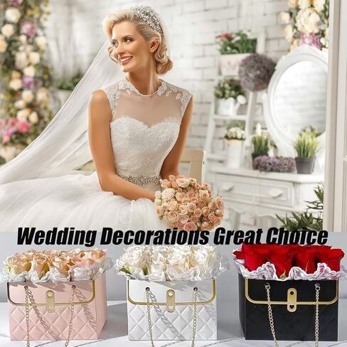 4pcs Paper Flower Bags for Bouquets, Flower Boxes for Arrangements, Paper Flower Gift Bags with Handles Florist Supplies for Weddings Mother's Day (White) in Saudi Arabia