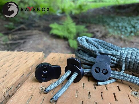 Ravenox Cord Locks for Drawstrings | Circle Dual Hold Lock | Cord Lock for Paracord, Bags, Luggage, Clothing Use | Camping Accessories for Great Outdoors | Cord Stops to Secure String, Rope and Twine in Saudi Arabia