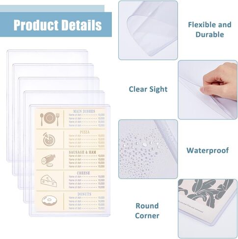 SUPERFINDINGS 10Pcs 5.8x8.3inch Clear Sheet Protectors Plastic A5 Paper Protectors Waterproof Hard Document Photo Sleeves Holder Horizontal Rigid Print Protectors for Menu File in Saudi Arabia