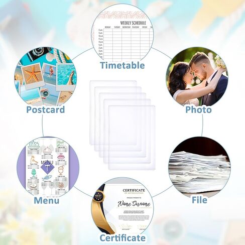 SUPERFINDINGS 10Pcs 5.8x8.3inch Clear Sheet Protectors Plastic A5 Paper Protectors Waterproof Hard Document Photo Sleeves Holder Horizontal Rigid Print Protectors for Menu File in Saudi Arabia