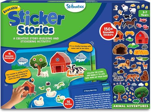 Skillmatics Reusable Stickers - Around Town, Creative Story Building Activity, Mess-Free, Learning & Educational Travel Toy, 150+ Stickers, Preschool Skills, Gifts for Kids Ages 3, 4, 5, 6, 7 in Kuwait