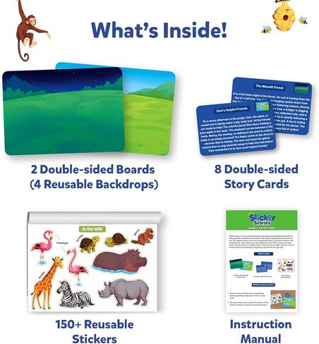 Skillmatics Reusable Stickers - Around Town, Creative Story Building Activity, Mess-Free, Learning & Educational Travel Toy, 150+ Stickers, Preschool Skills, Gifts for Kids Ages 3, 4, 5, 6, 7 in Kuwait