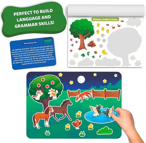 Skillmatics Reusable Stickers - Around Town, Creative Story Building Activity, Mess-Free, Learning & Educational Travel Toy, 150+ Stickers, Preschool Skills, Gifts for Kids Ages 3, 4, 5, 6, 7 in Kuwait